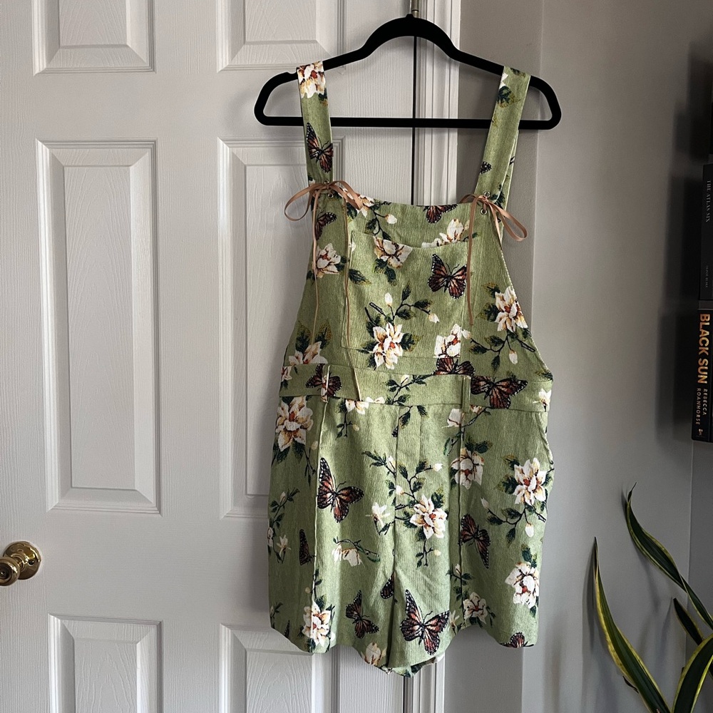 Cider Green Floral Jumpsuit with Butterfly Print